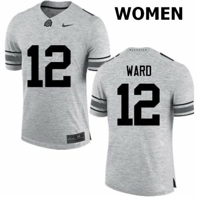 NCAA Ohio State Buckeyes Women's #12 Denzel Ward Gray Nike Football College Jersey DBC7045VH